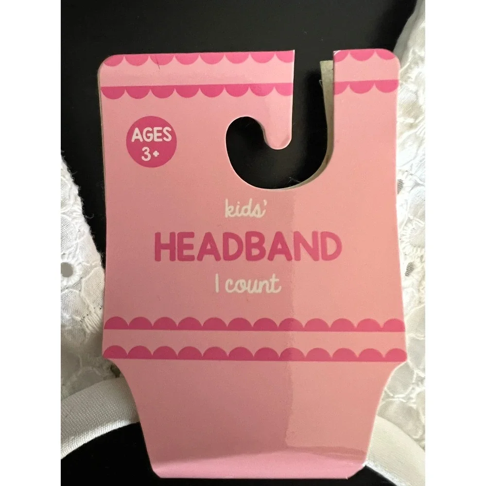 Made For Retail Bunny Ear Headband Kids OS White Brand New Eyelet Lace Easter